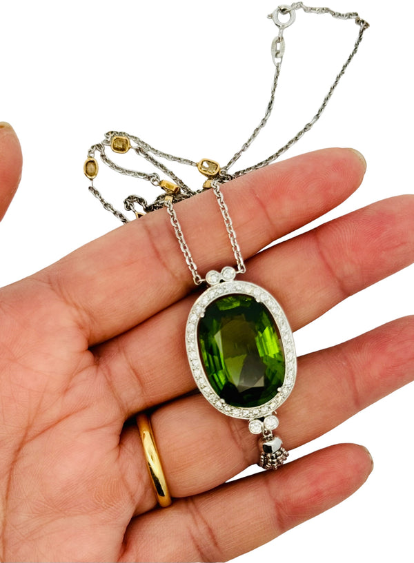 Blossom 20 carat peridot and Diamond Necklace