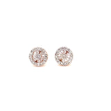 Articulated halo pink diamond stud earrings