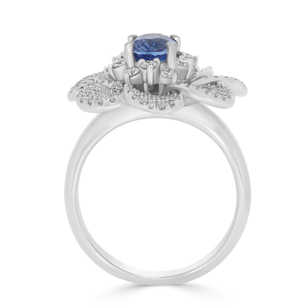 Dreaming Blue Sapphire Flower Ring