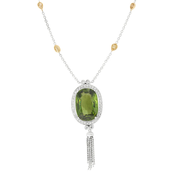 Blossom 20 carat peridot and Diamond Necklace