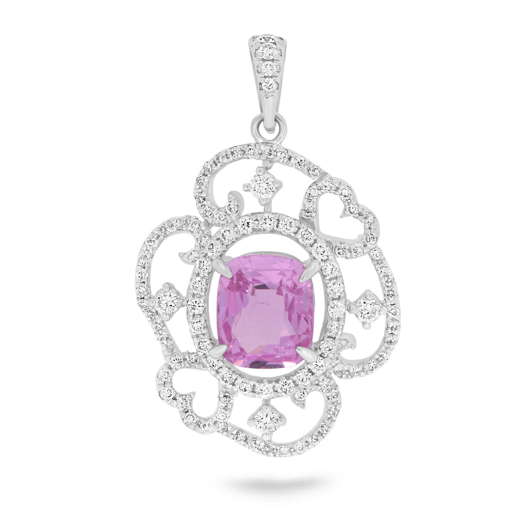 Hearts Pink Sapphire Pendant