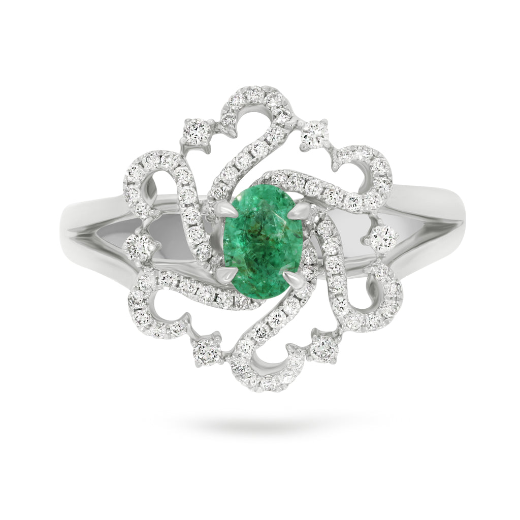 Laced Emerald Ring